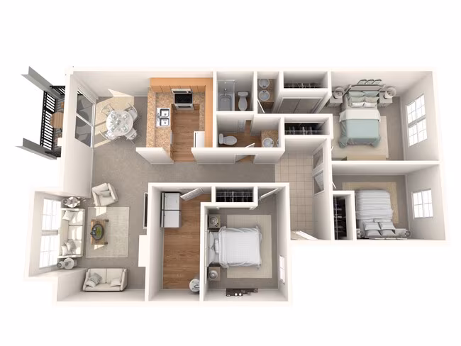 3 Bedroom 1.5 Bath E124 floor plan
